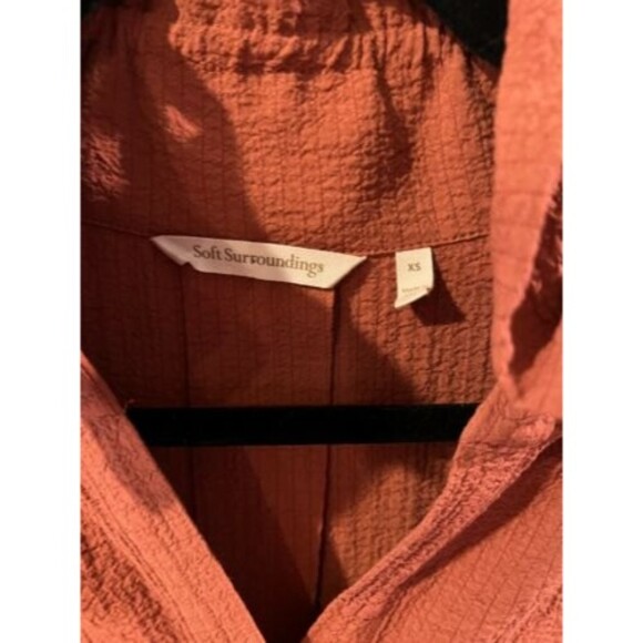 Soft Surroundings Top Womens XS Plein Art Tunic Ruffle Collar Button boho casual - Picture 3 of 9